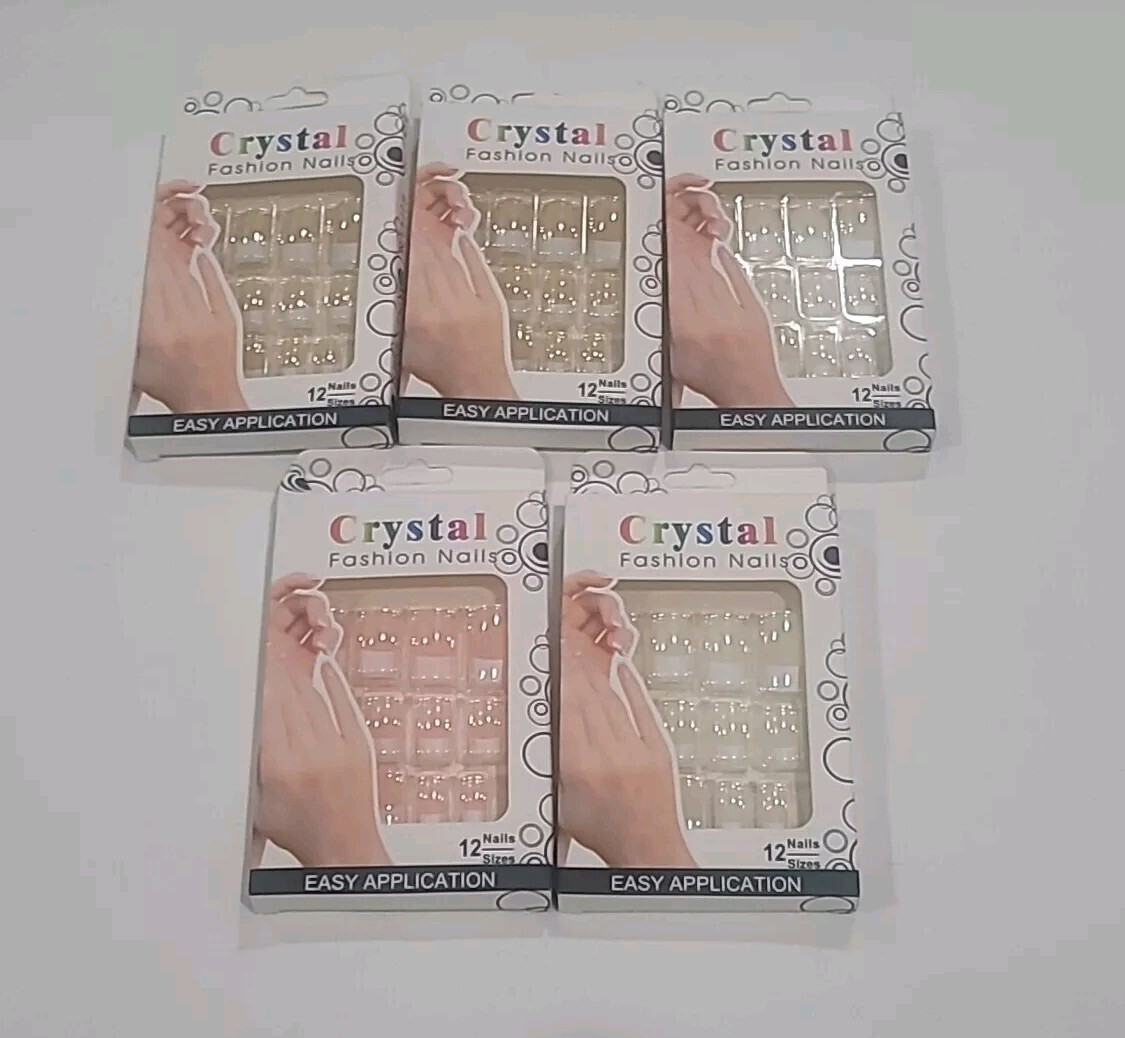 Lot of 5 Packs Artificial Press On Nails – Crystal Fashion Nails