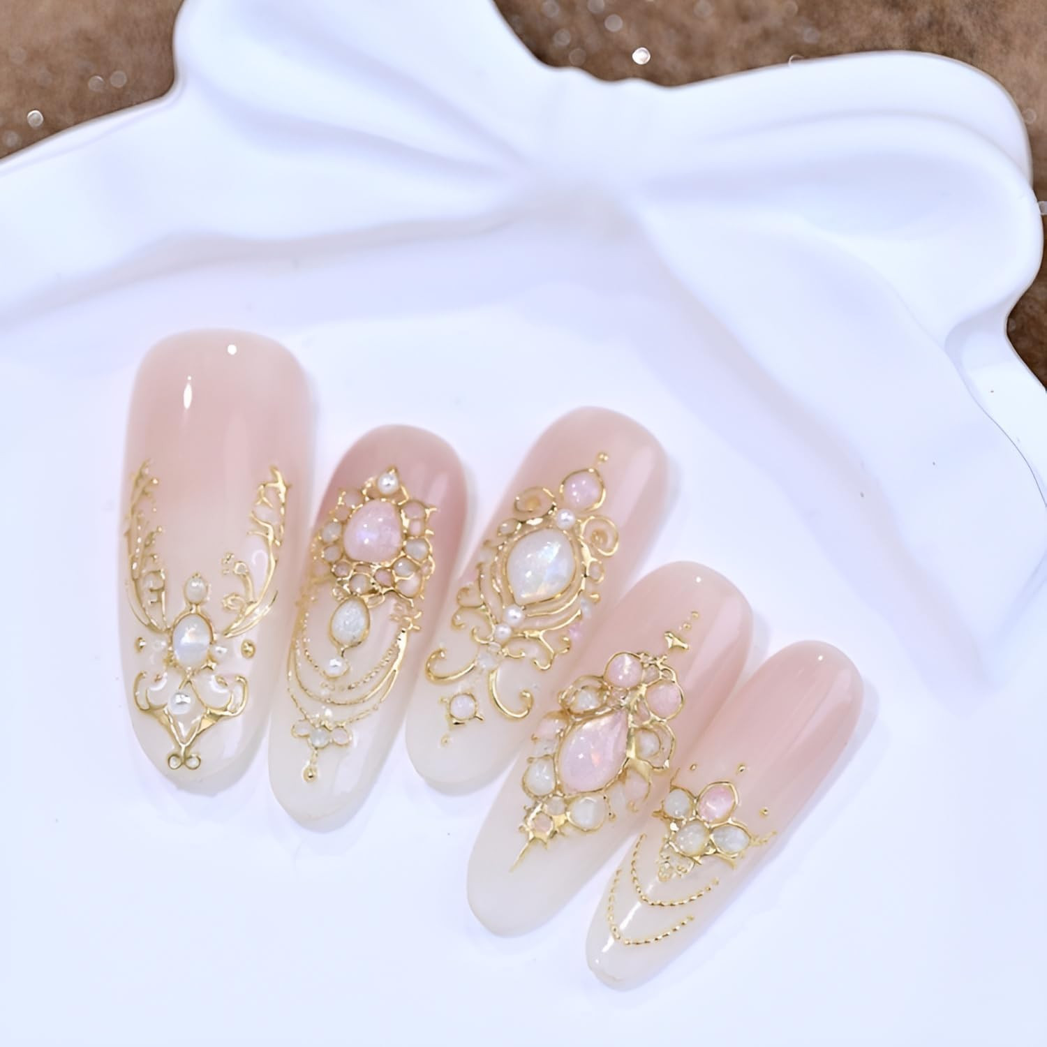 Gold Nail Art Stickers 5D Embossed Gold Nail Stickers for Nail Art Gemstone Nail