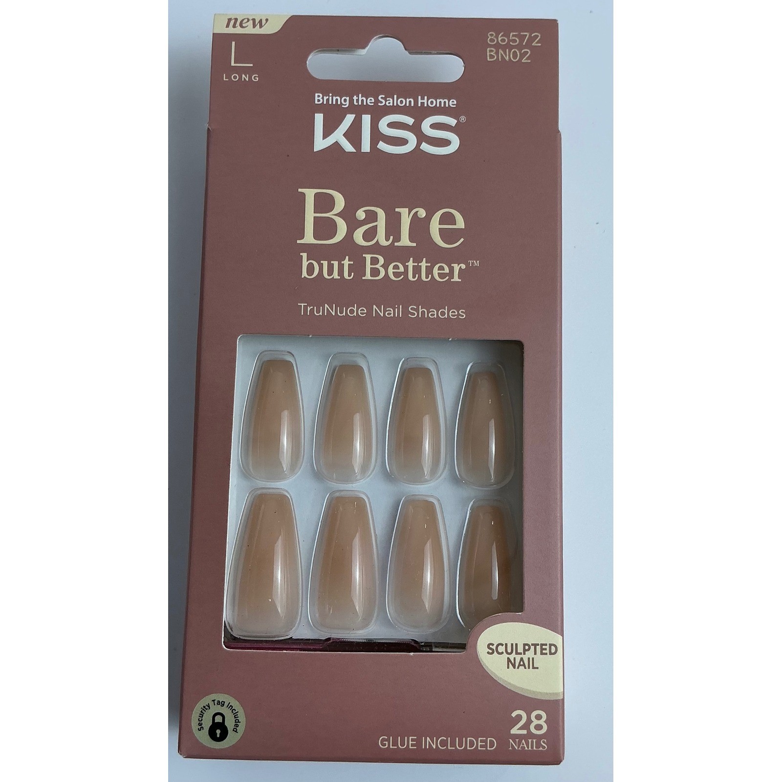 KISS Bare But Better TruNude Long Sculpted Gel Nail Kit, 28 Nails