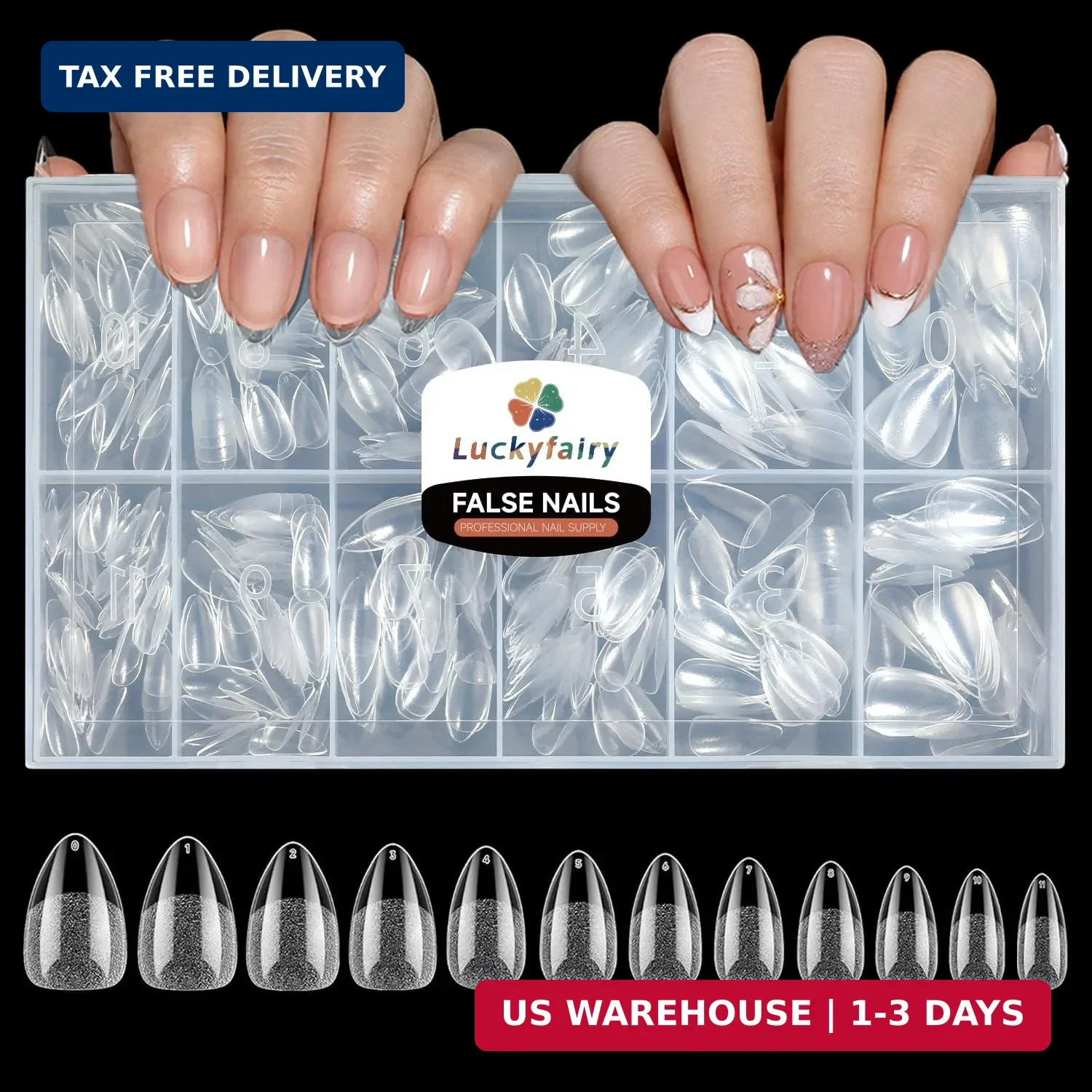 Short Almond Nail Tips, 240pcs Soft Nail Gel Tips Pre-Shaped Acrylic Fake Nails,