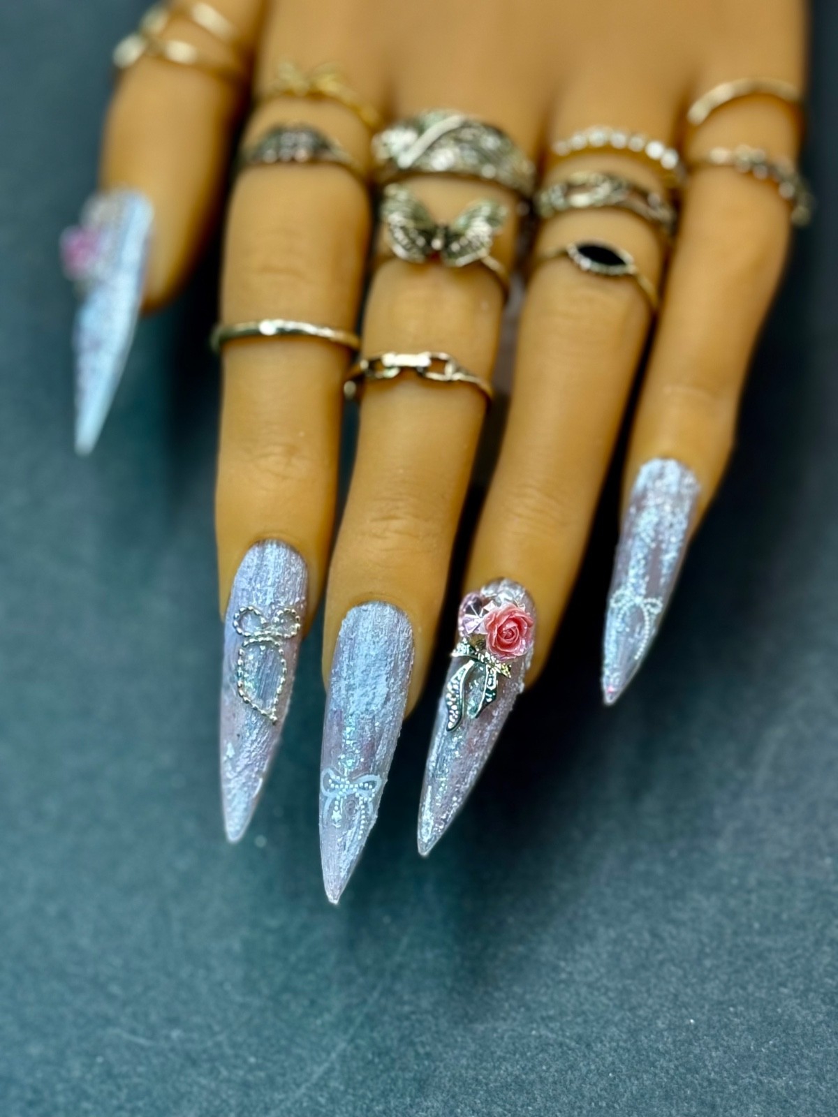 STILETTO XXL Handmade nails matte 3D 10 pcs Frosted design