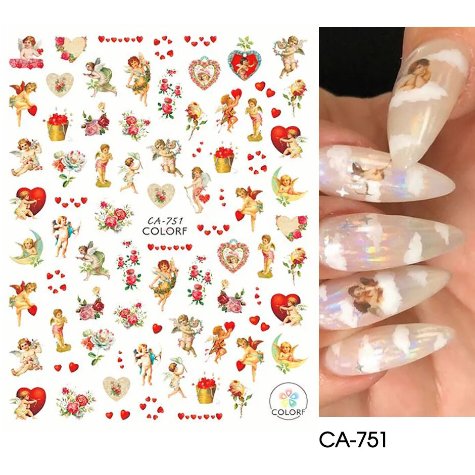 Nail Art Stickers Decals Transfers Valentines Day Pink Love Hearts Red Heart
