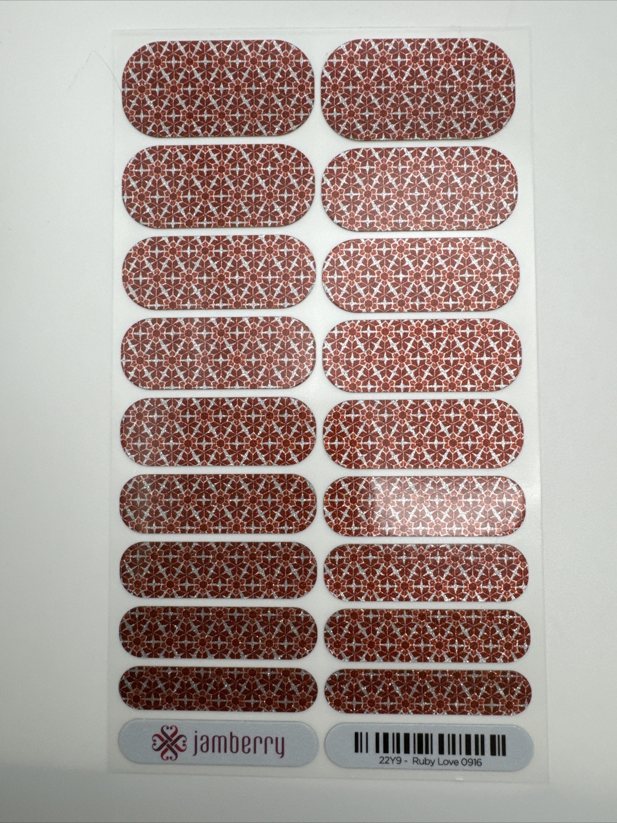 Jamberry Nail Wraps Ruby Love Full Sheet (floral/flowers/sparkle/glitter)