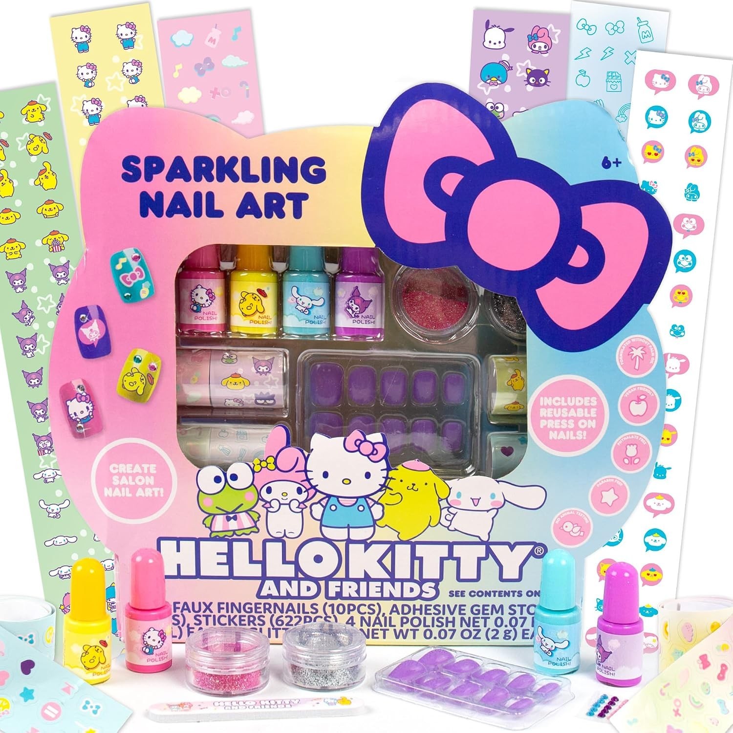 Vibrant Hello Kitty & Friends Nail Art Kit – 4 Colors & Mini File Included