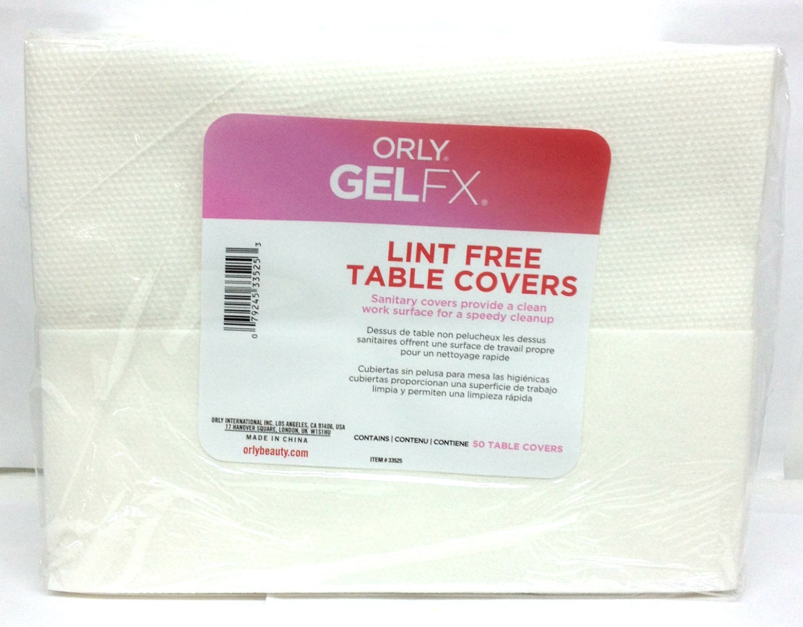 ORLY GELFX Nail – LINT FREE TABLE COVER – 50 Table Covers/Pack #33525