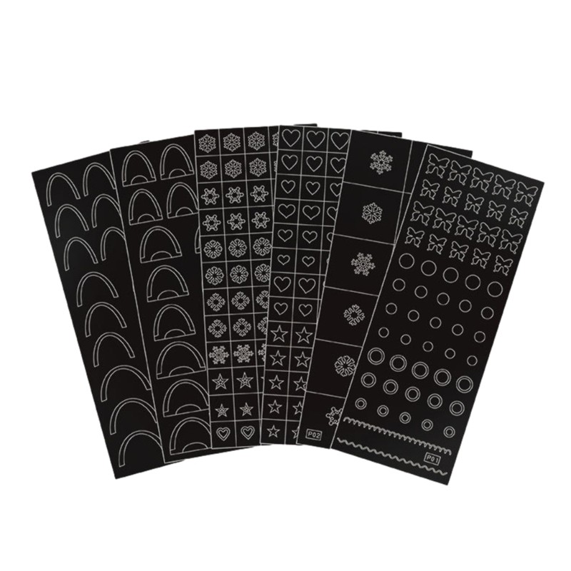 6pcs Nail Art Stickers Printing Template Stencil Tool for Creative Manicure