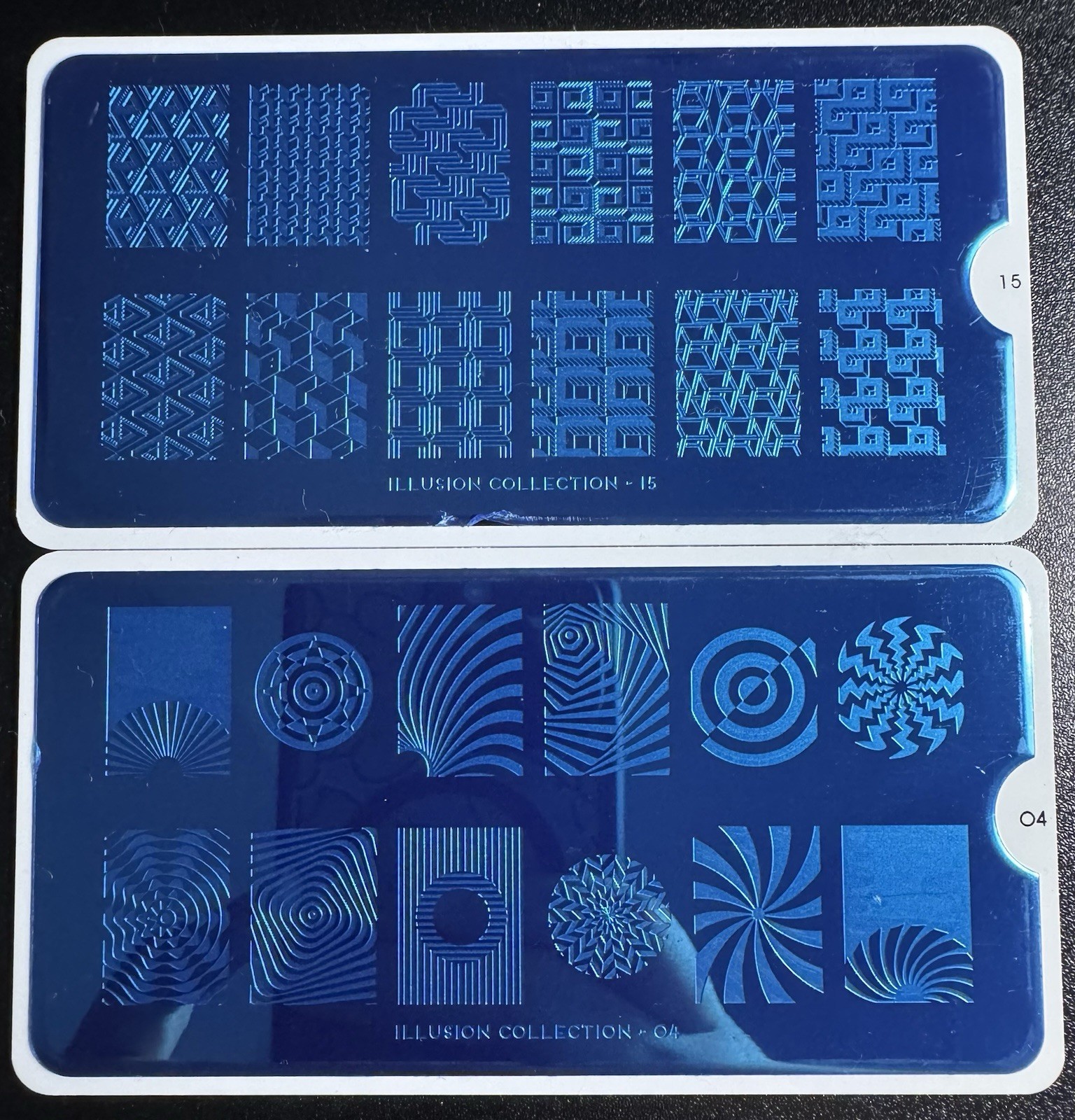 MoYou Illusion Collection 04 & 15 Geometric Metal Nail Art Stamping Plates