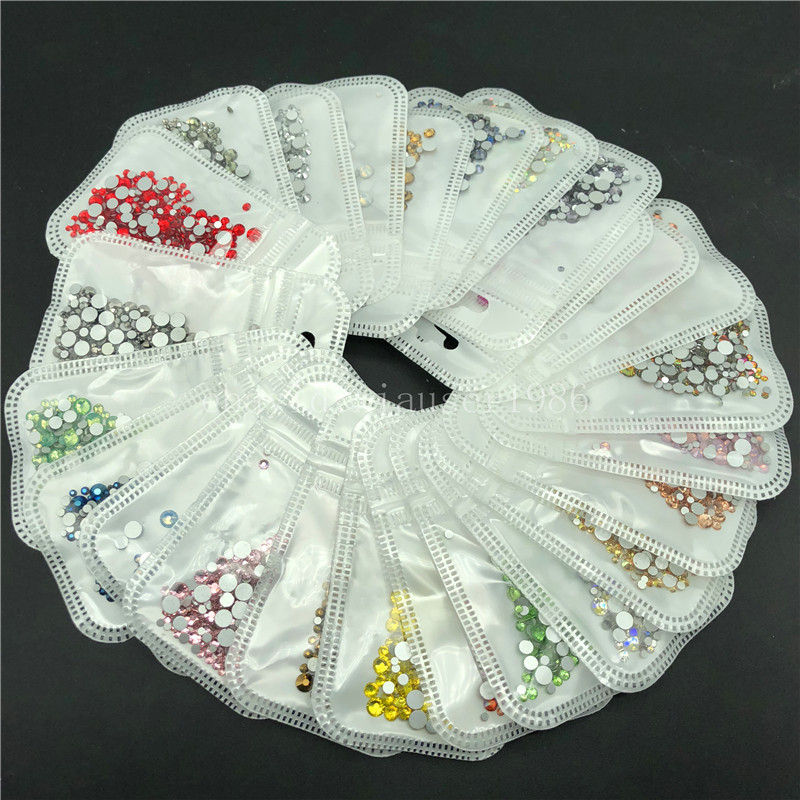 46 colors 2-5mm 400pcs Nail Art Rhinestones Crystal Gems 3D Tips DIY Decoration