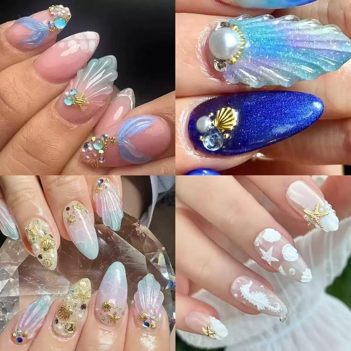 2 Boxes Mixed Nail Art Charms 3D Starfish Seashell Seahorse Conch Design Marine
