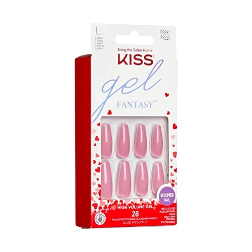 KISS Gel Fantasy Valentine’s Day Sculpted Nails, ‘Flower Bouquet’, 28 Ct, FS22X
