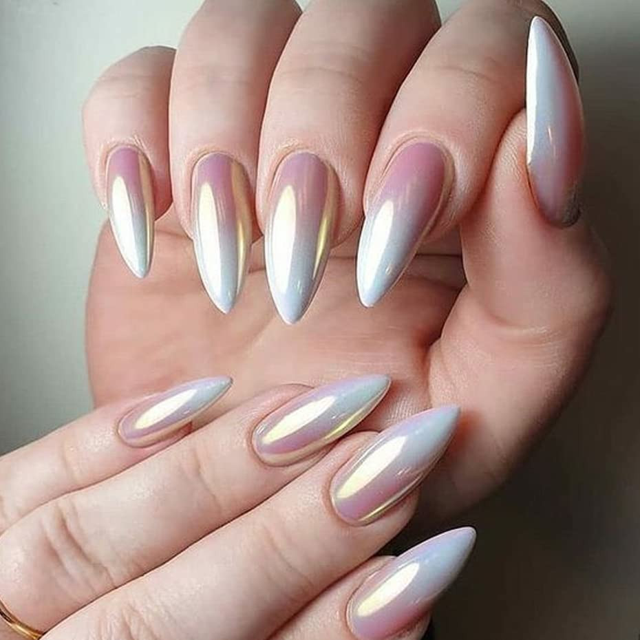 2 Boxes of White Pearl Chrome Nail Powder – Aurora Magic for Dazzling Manicures
