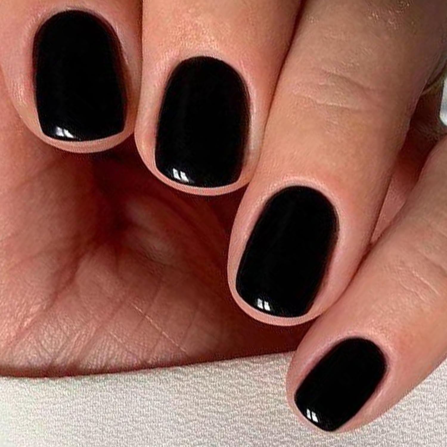 Black Extra Short Press on Nails, Natural Pure Black Fake Nails Short Squoval…