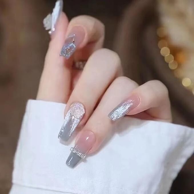 Cute Y2K Press on Nails, Aesthetic Press on Nails Women Girls Nail Art Fashion C