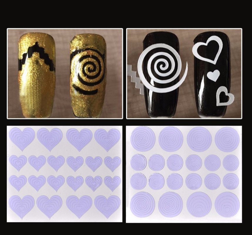 12pcs Nail Art Guide Tips Hollow Stencils Sticker French Manicure Template NH21