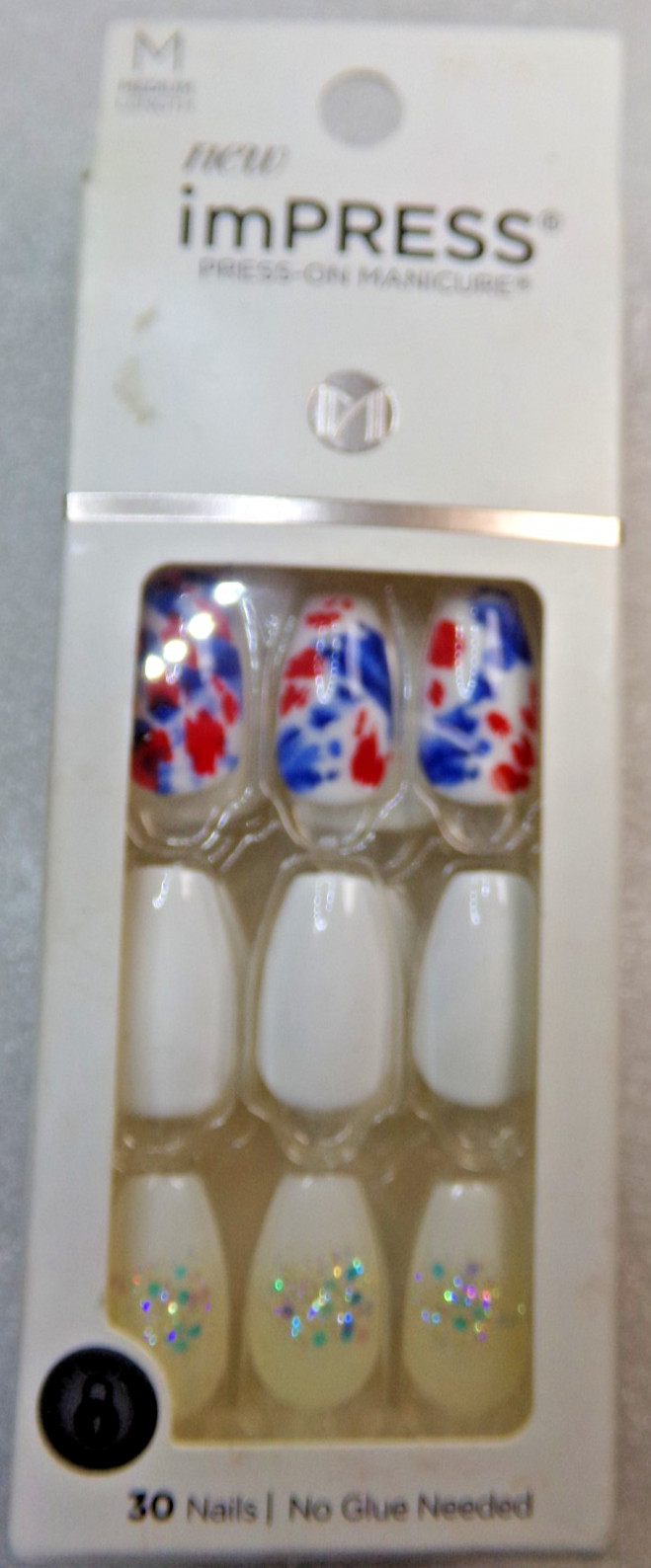 IMPRESS Premium NAILS PRESS ON Medium – Red, White and Blue USA 4th of July