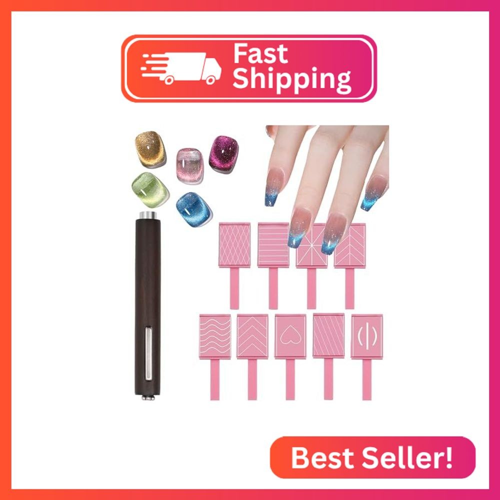 XEAOHESY 10 Pieces Cat Eye Magnet for Nails Brown 3-in-1 Nail Art Magnet Tool 9