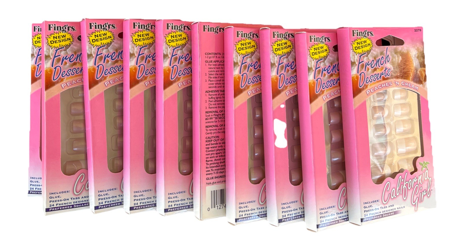 Fing’rs California Girl Lot Of 10 French Dessert Nails 24 pcs Peaches N Cream
