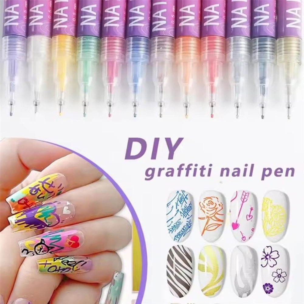 USA 12 Colors Nail Art Pens Set,Nail Art Markers Polish Pen For 3D Nail Art,DIY