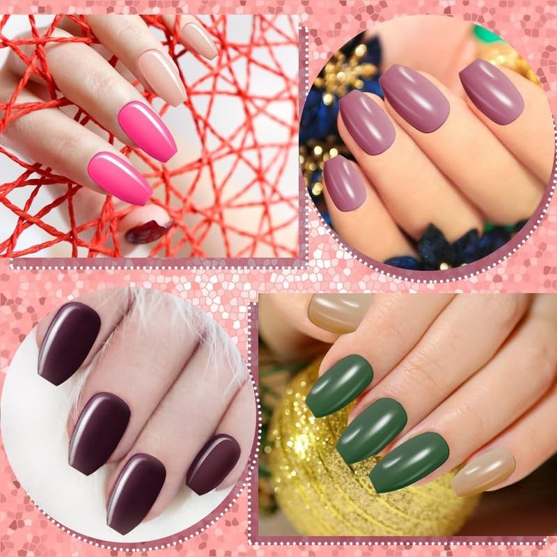 720 Pieces 30 Sets Medium Square Press on Nails Glossy Fake Nails Solid Color…