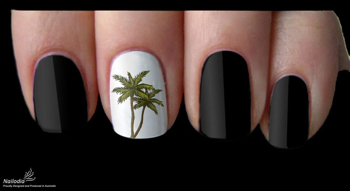 Palm Tropical Beach Tree Nail Art Decal Sticker Water Transfer Slider