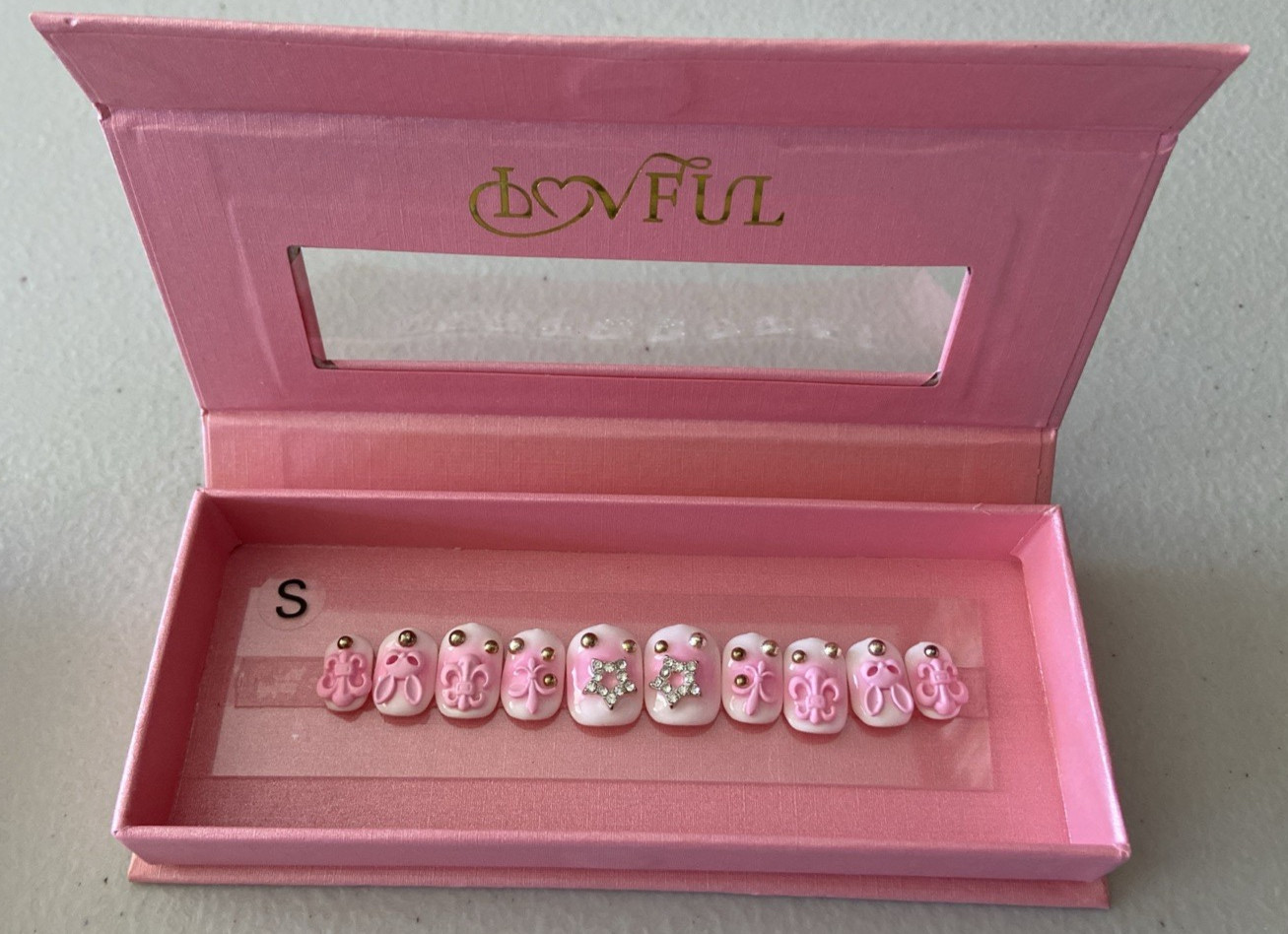 LovFul H141 Square Short Small Handmade Nails Pink *NEW*