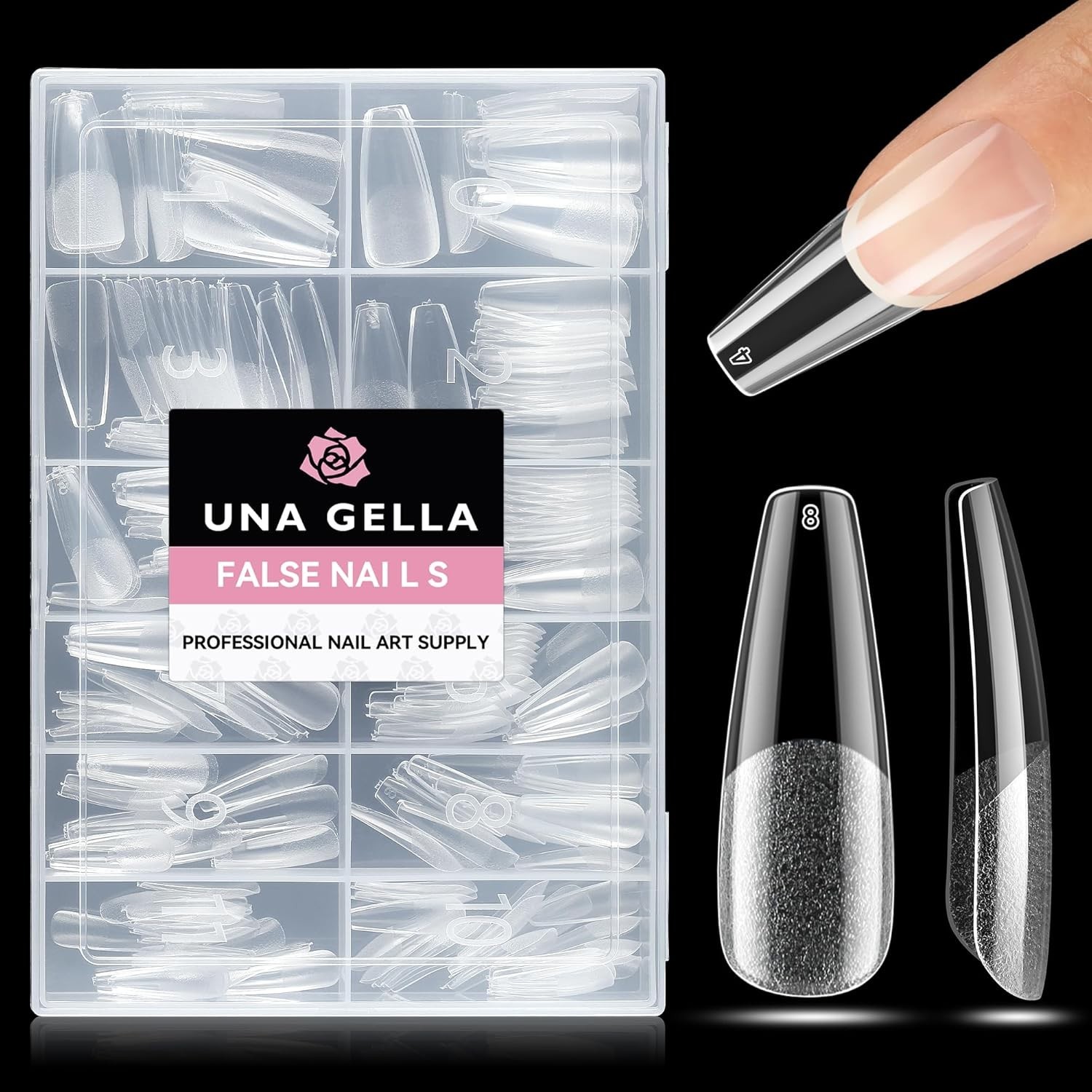 216pcs Clear Coffin Nail Tips – Acrylic Fake Nails for Stunning DIY Art