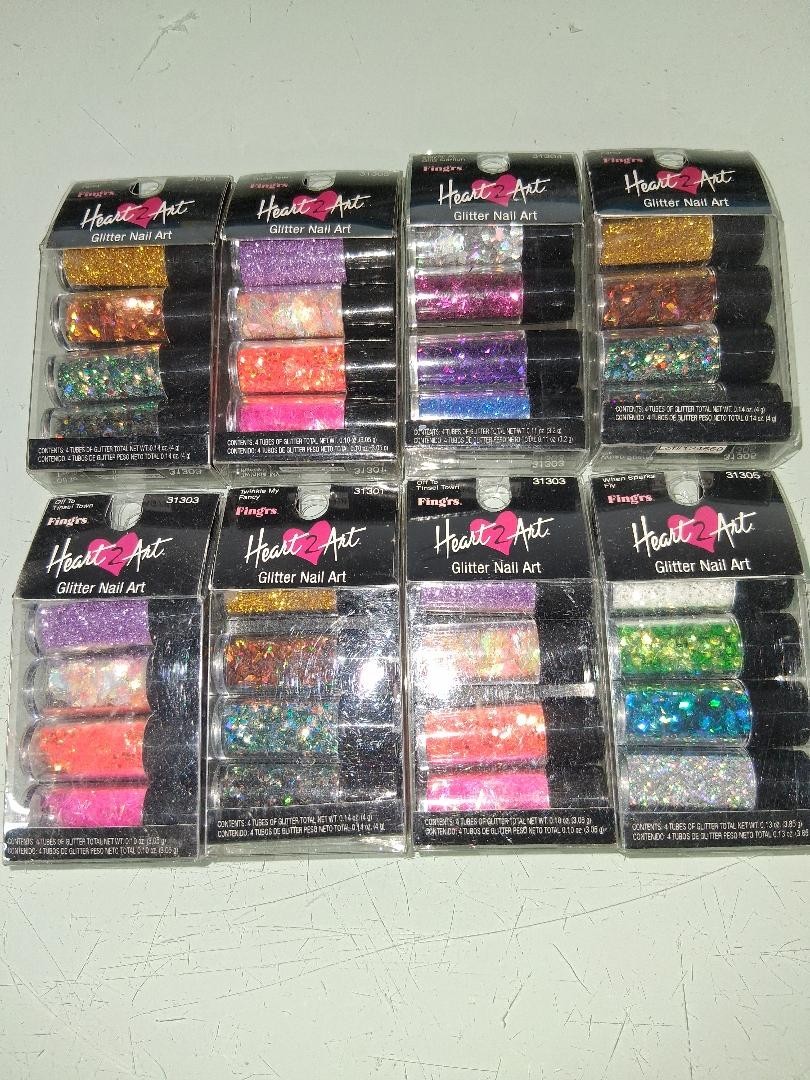 Fing’rs Heart 2 Art Glitter Nail Art NEW SEALED—LOT OF 8 ASSORTED