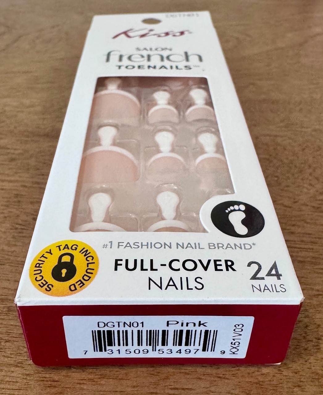 Kiss Salon French Toenails Full Cover 24 Glue-On Toe Nails DGTN01 Lot of 36!!!