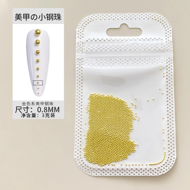 Gold Caviar Beads Alloy Mini Nail Beads Nail Art Charm Cute Nail Decorations …