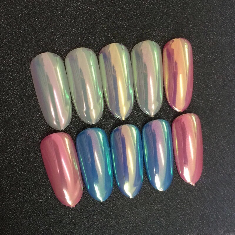 AURORA UNICORN CHROME POWDER Nail AB NEON MIRROR Effect RAINBOW Crystal (Opal 1)