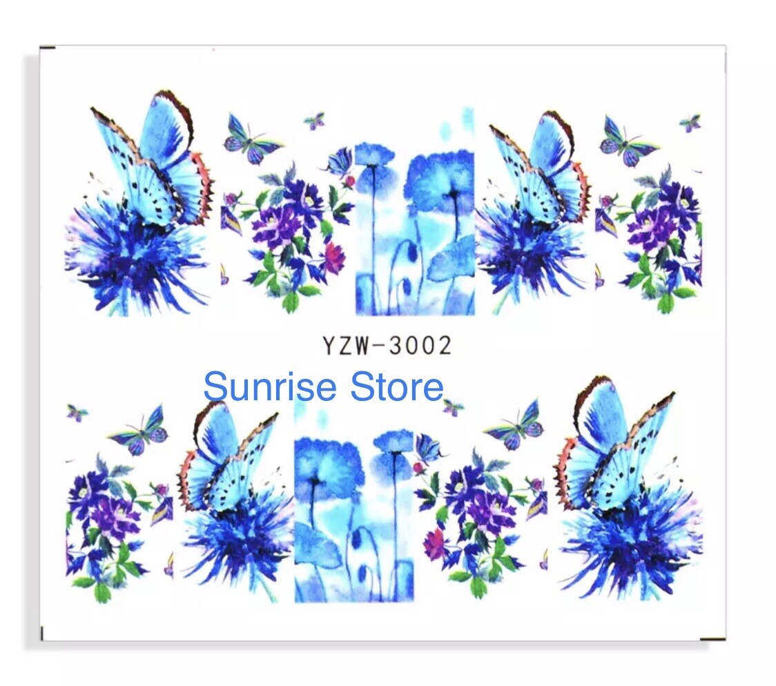 Nail Art Water Transfer Sticker Butterfly Ink Flower Floral Decals Manicure