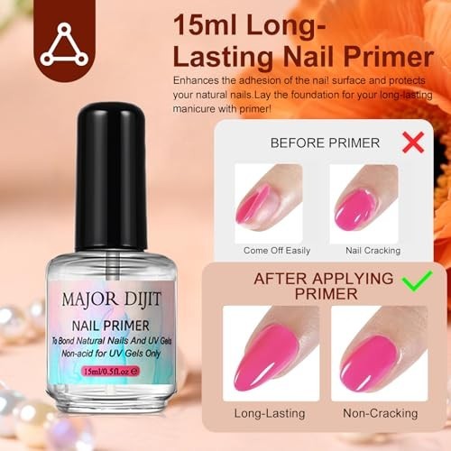 Major Dijit Acrylic Nail Starter Kit with LED Lamp, 12 Colors, Drill
