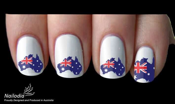 I Love Australia Nail Art Decal Sticker Water Transfer Slider – Aussie Theme