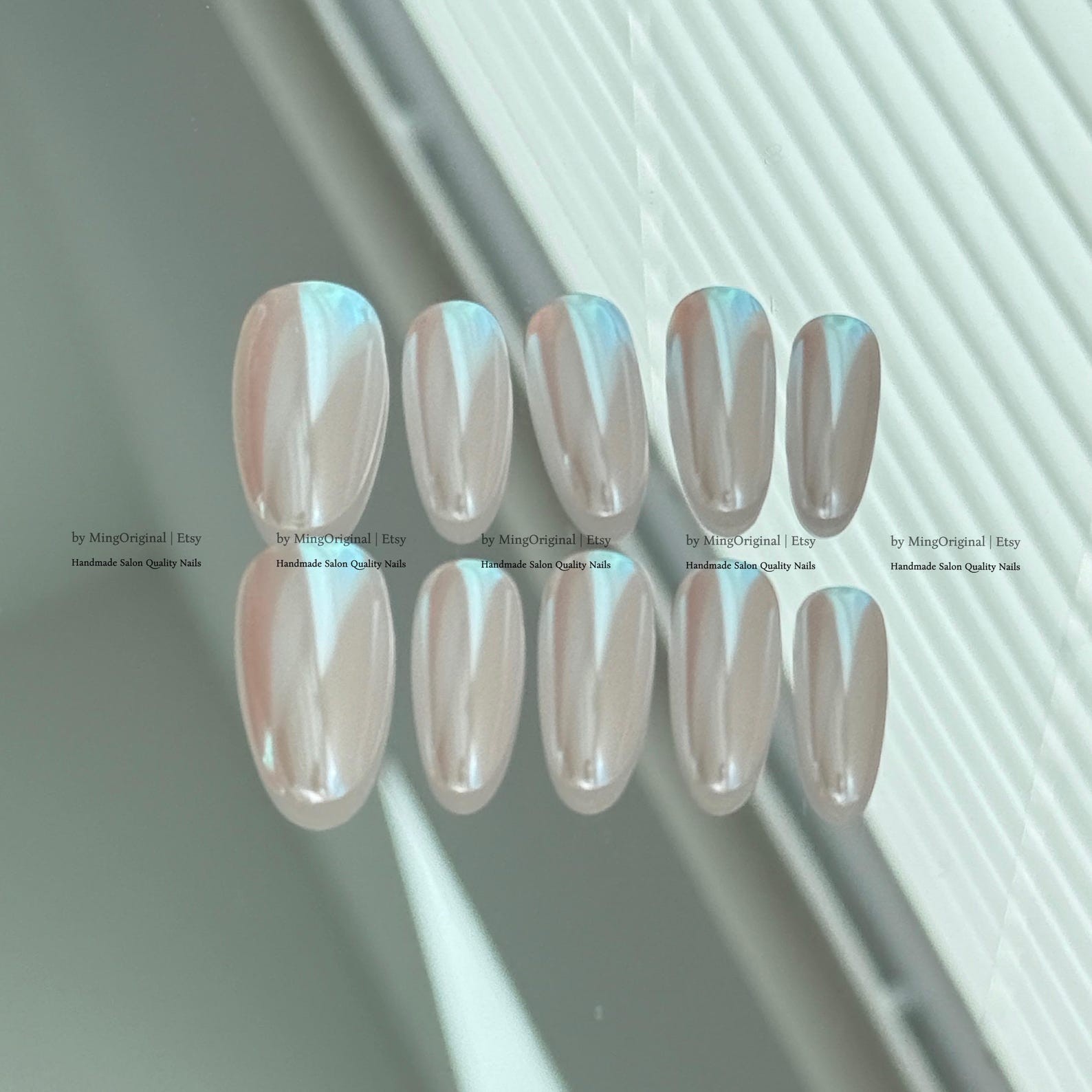 Handmade Pink Chrome Mirror Medium Almond Press on Nails