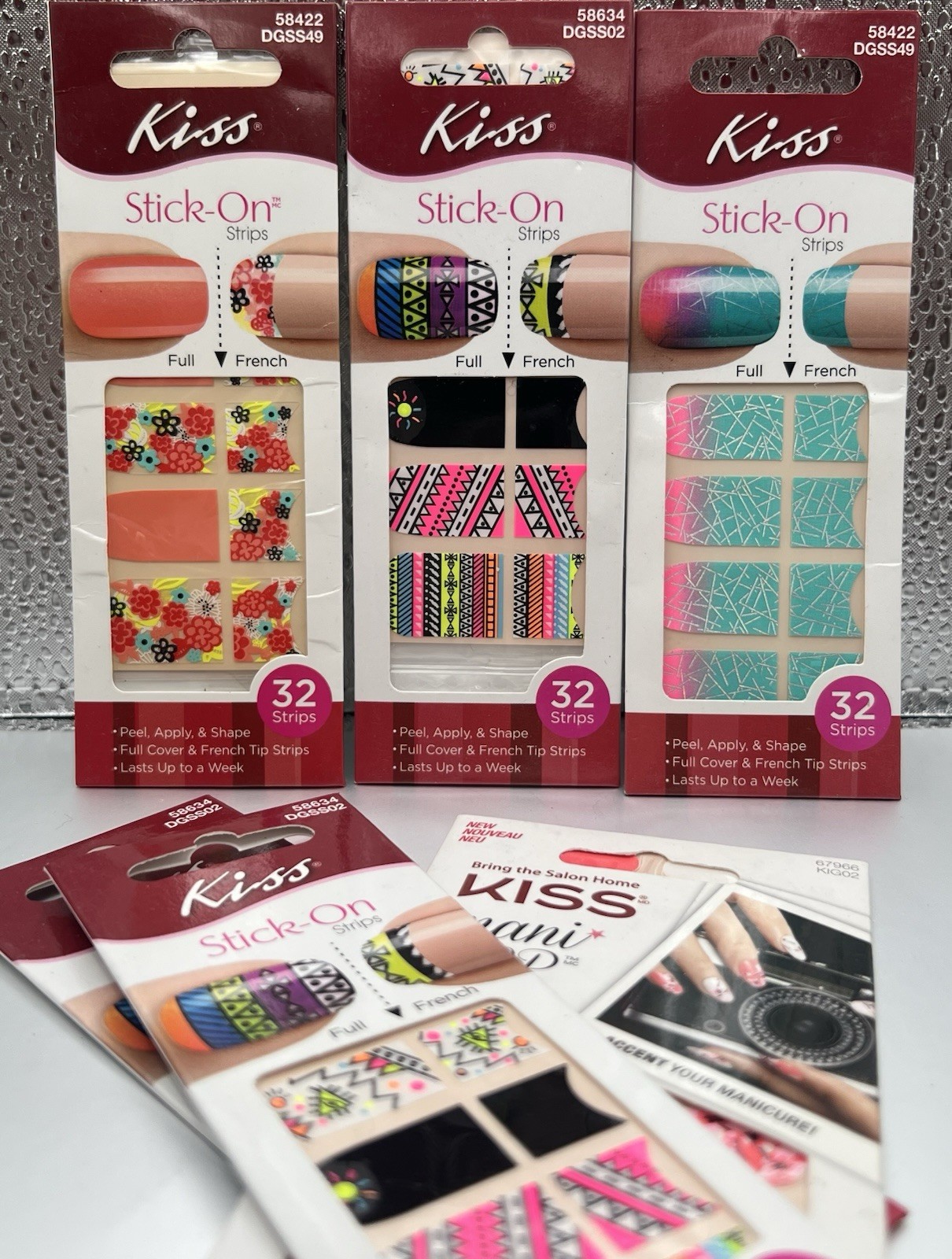 Kiss Nail Strips 32 Count Mixed Lots of 6 Assorted Colors