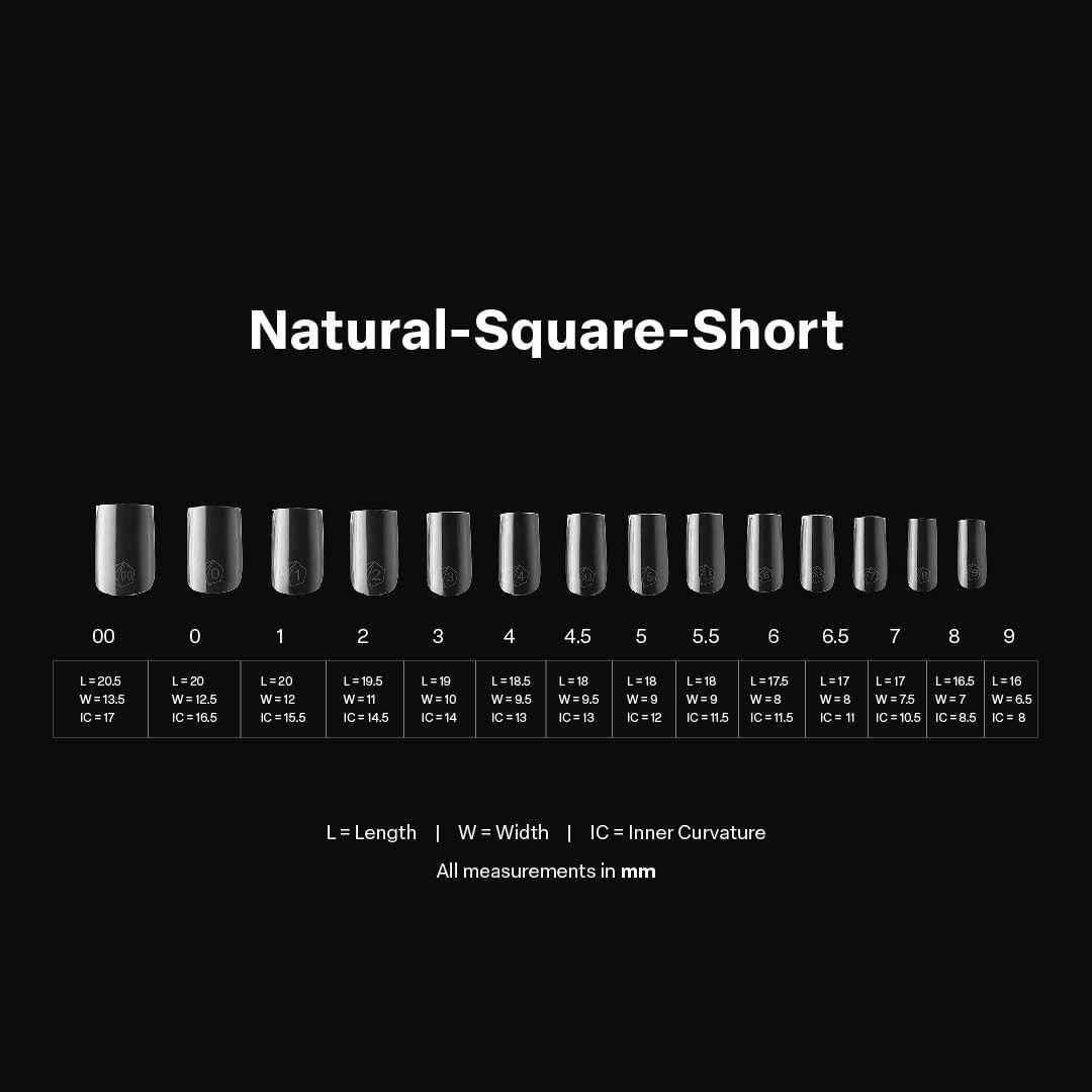 Glossy Short Gel-X Nail Tips – 280 Durable Square Tips for Stunning Nails