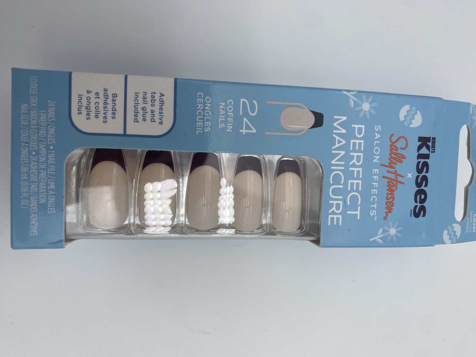 LOT OF 12 SALLY HANSEN PERFECT MANICURE PRESS ON NAILS HERSHEYS KISSES 3 STYLES!