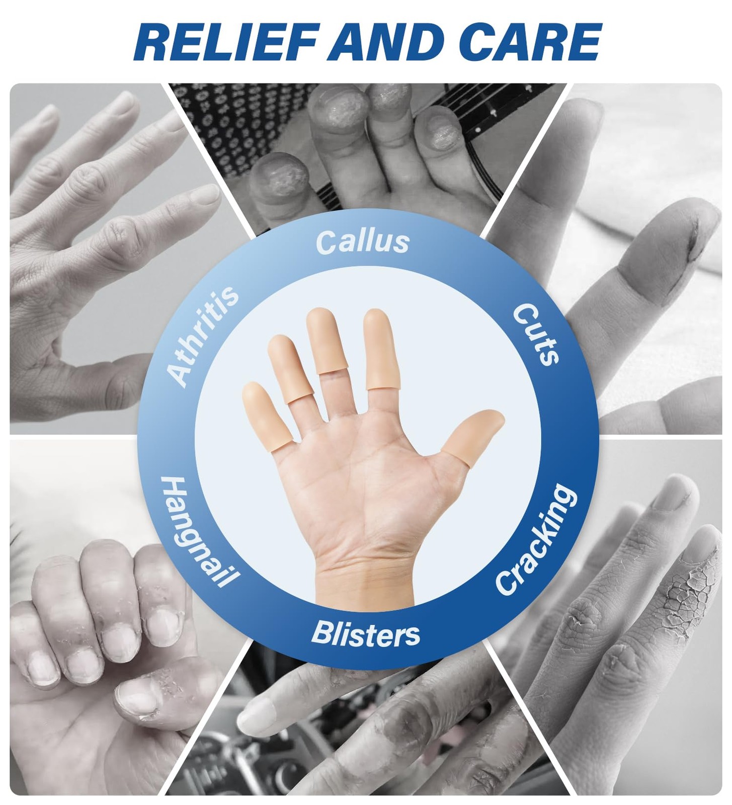 Gel Finger Cots Protectors, Silicone Fingers Covers Bandages Caps Sleeves for…
