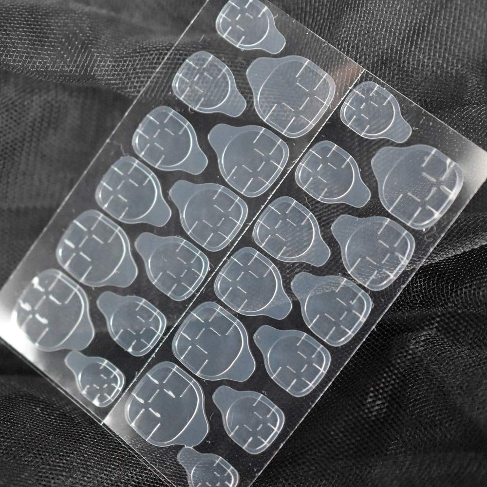 Punk Dark Gray Metallic Mirror French Nail Tips with Glue Stickers