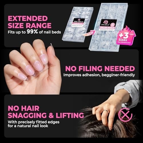 510Pcs Almond Shape Gel Nail Tips – Pre-Etched Soft Full Cover Extensions for DI