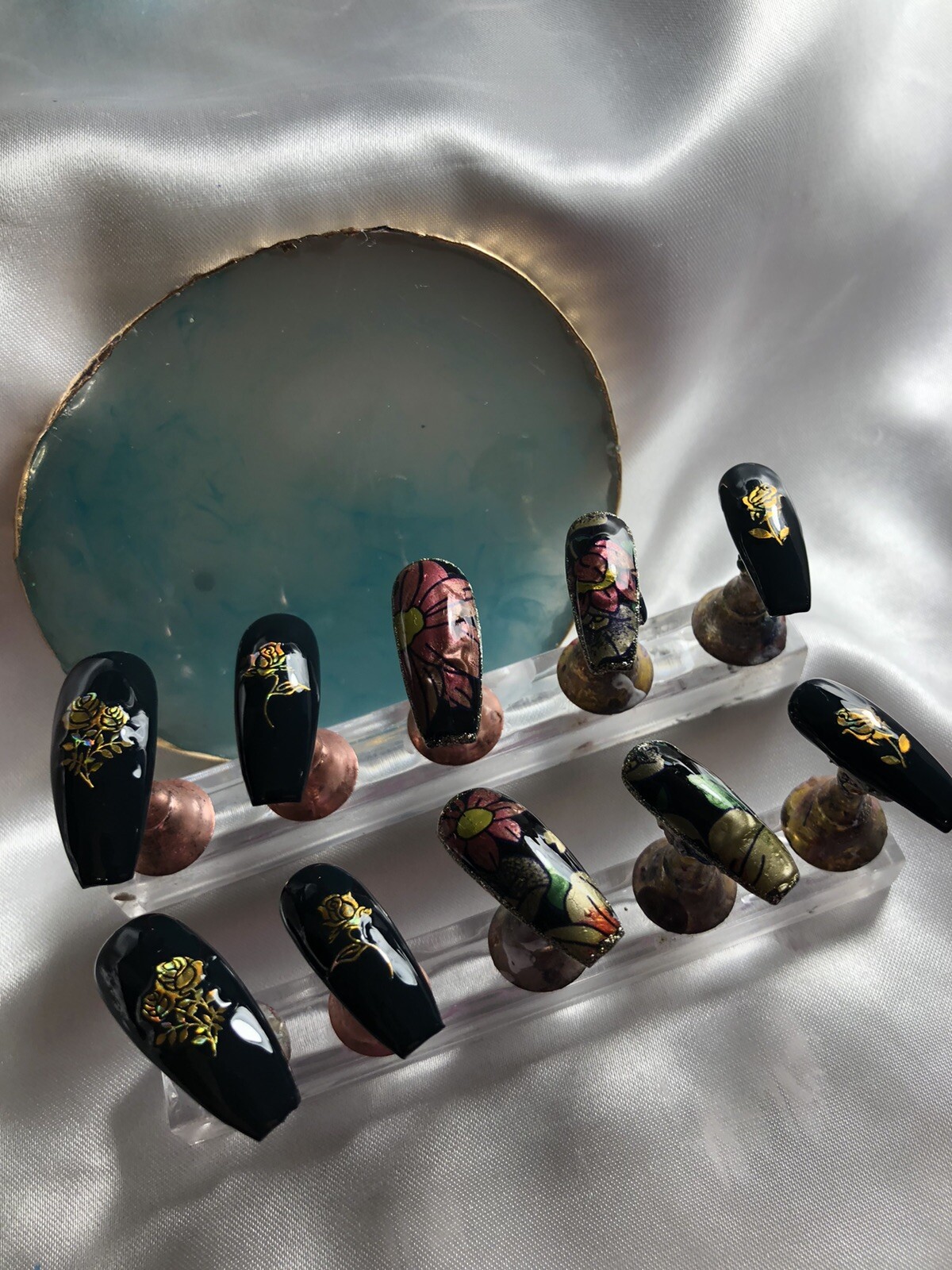 Z-NAILZ! Gorgeous Set Of Handcrafted Custom Long Coffin Press On Nails