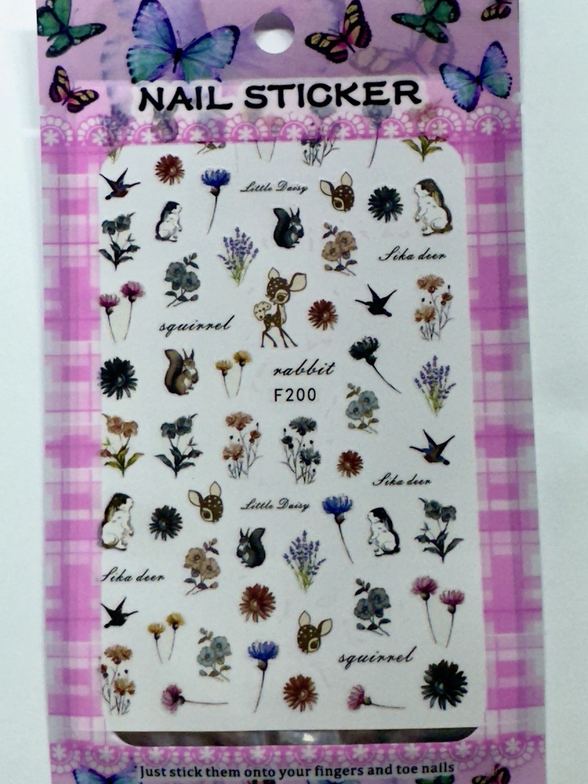 Rabbit, Squirrel , Deer, Flowers, Daisy, Self Adhesive Nail Art Stickers