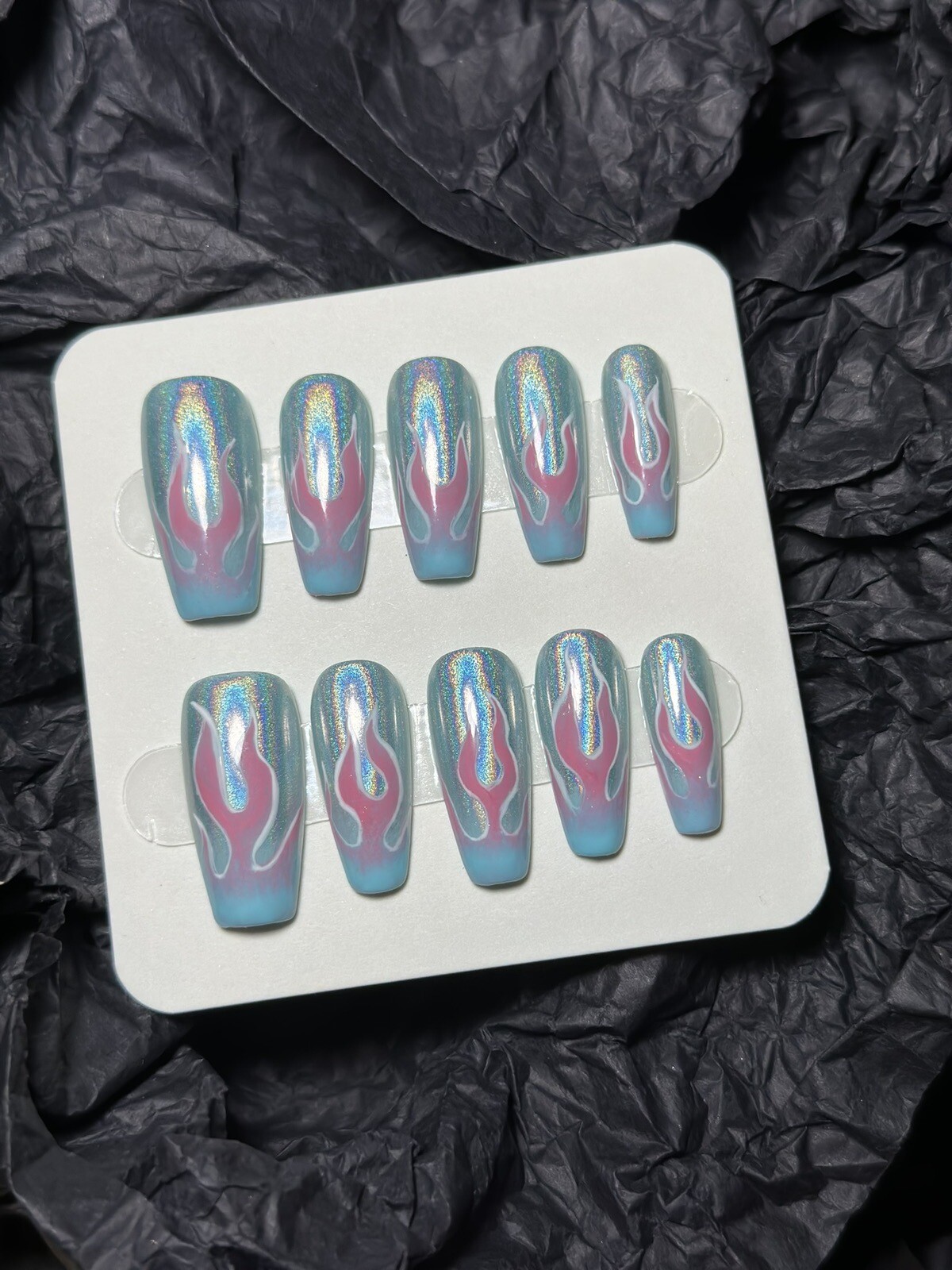 CUSTOM Handmade press on Gel nails long coffin Y2k Style Nails Set Size:S