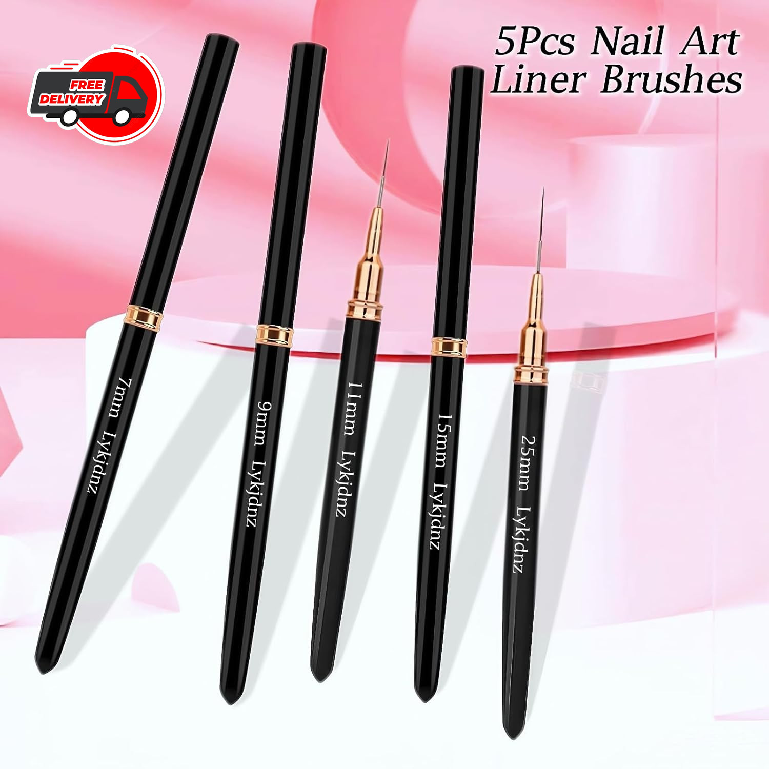 5pcs Nail Art Liner Brushes, Liner Brush For Nails Gel, Thin Nail Art Brush, Siz