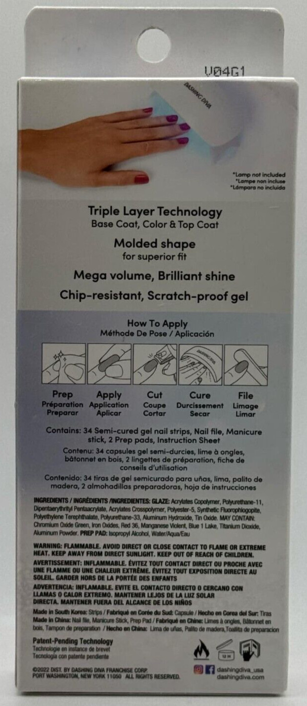 Dashing Diva Glaze Semi Cured 34 Semi Cured Gel Nail Strips ~ Cranberry Kringle