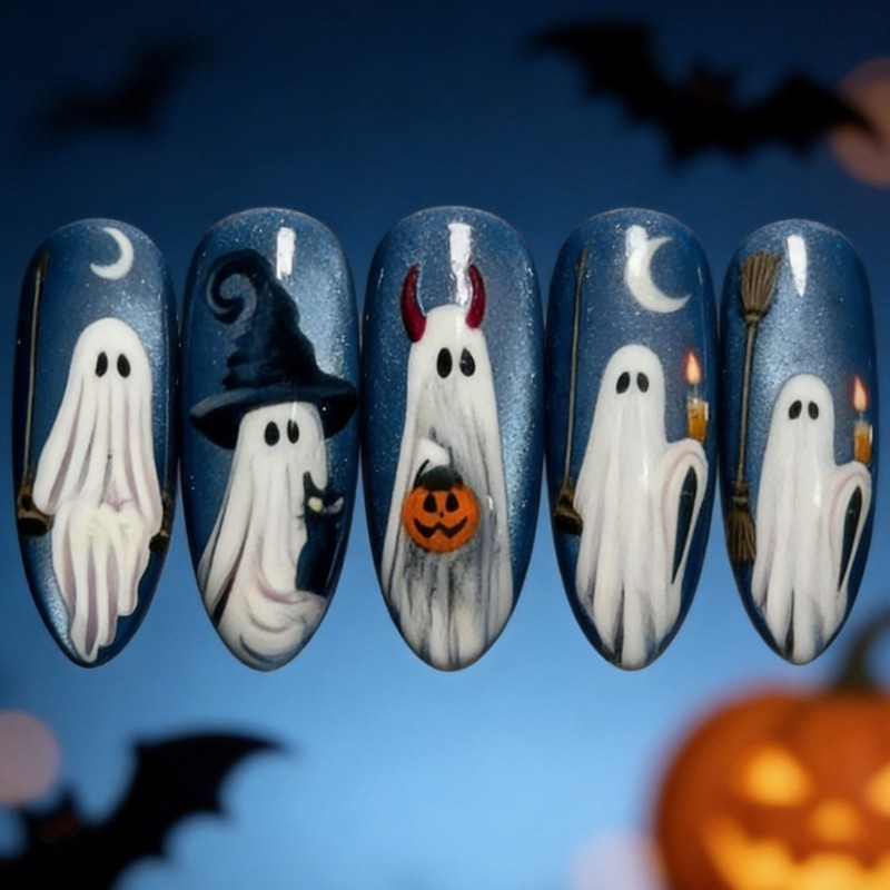 Halloween Party Nail Set with Press On Art for Costume Makeup Looks
