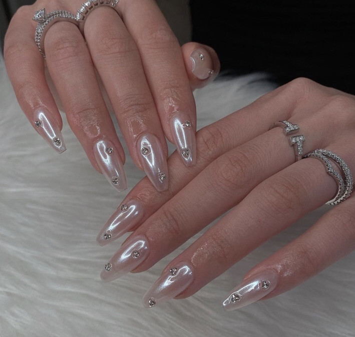 WHITE CHROME POWDER Matte Pigment Pearl Nails Glazed Donut Crystal Shiny Dust