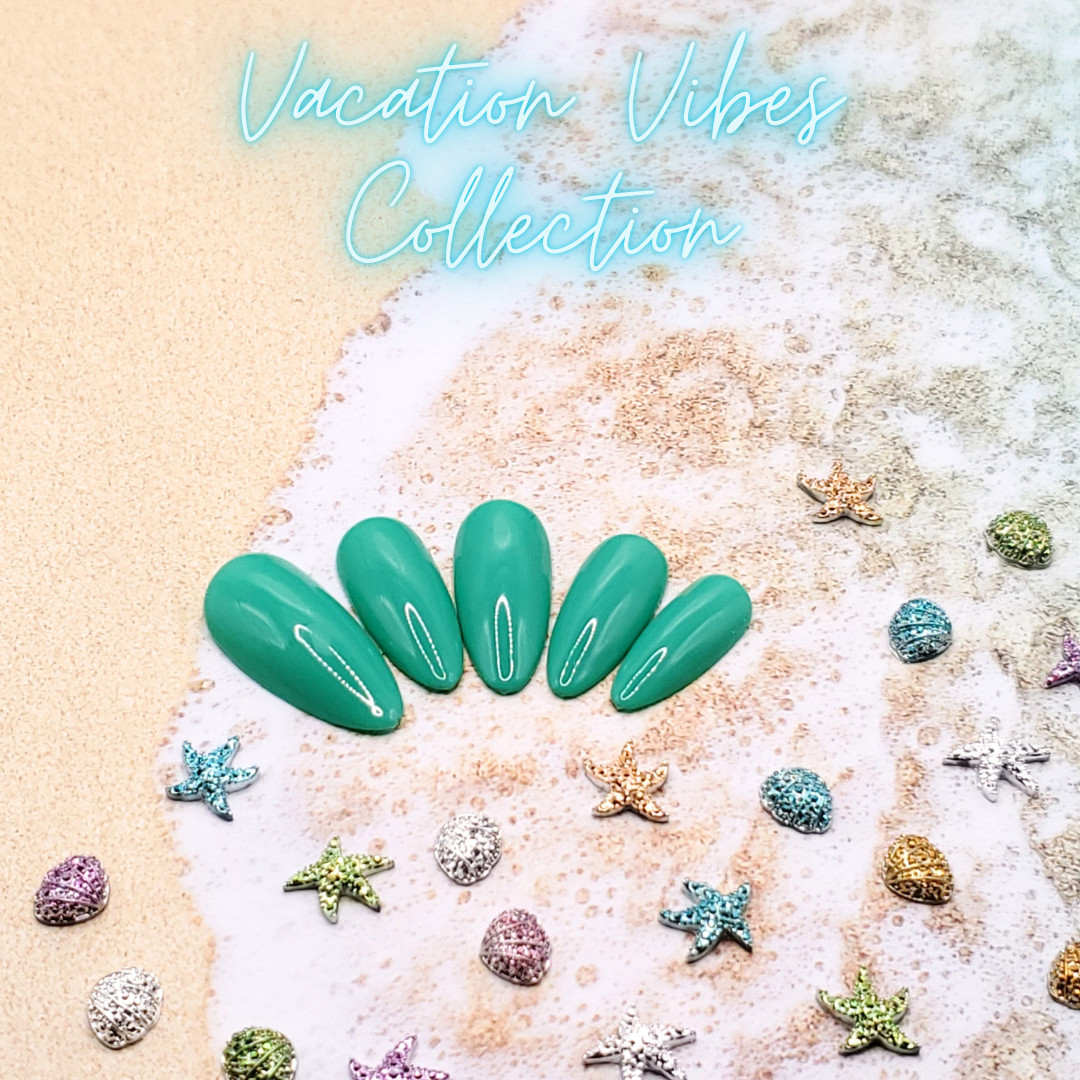 #437 Deep Teal Press On Nails | Handmade | Hard Gel Glue On Nails