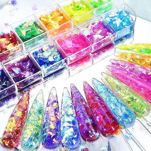 24 Colors Nail Art Glitter Sequins, Mermaid Flake Nail Glitter Sequins,