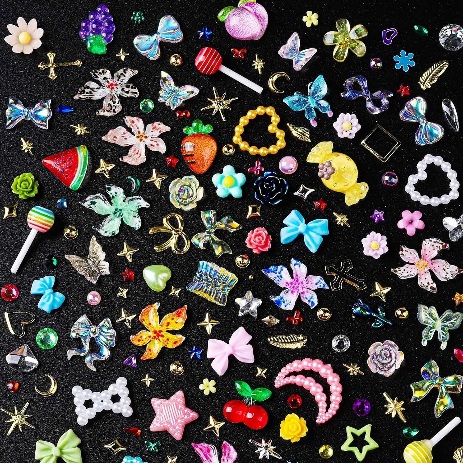 Nail Charms and Gems, 8 Boxes Nail Art Kit for Design, Multi-Shape Rhinestone…